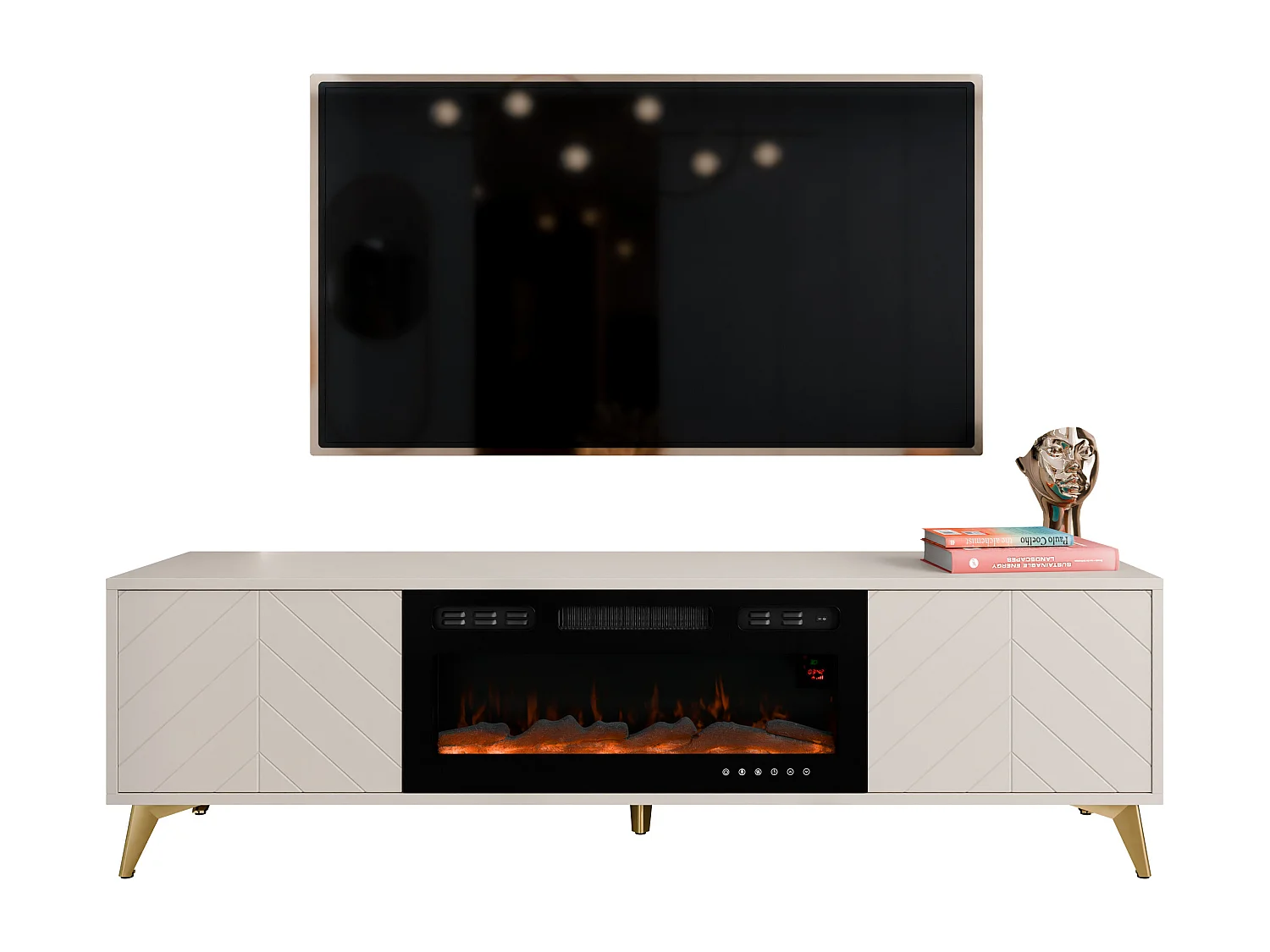 Meuble TV Comfivo Camlue 110, Beige, 184x53x40cm