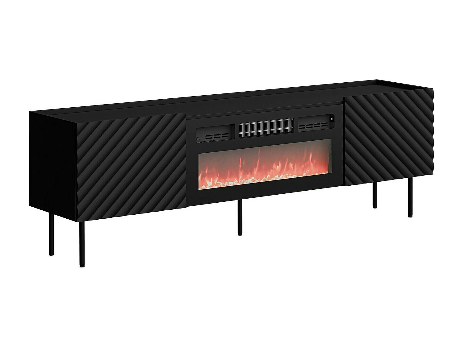 Meuble TV Mortali 106, Noir, 181x59x40cm