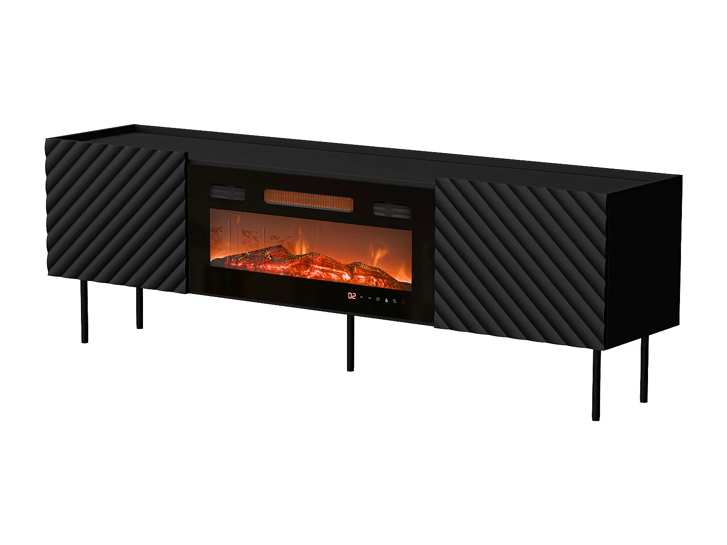 Meuble TV Sillen III, Noir, 181x59x40cm