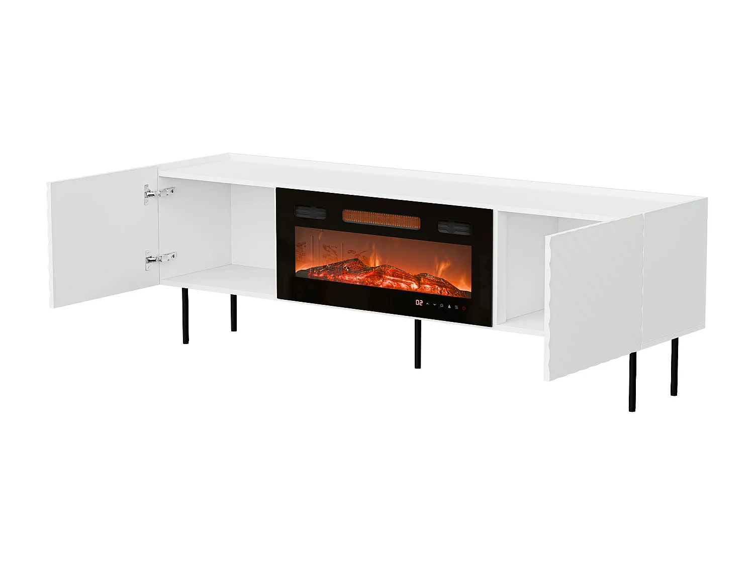 Meuble TV Sillen III, Noir, 181x59x40cm