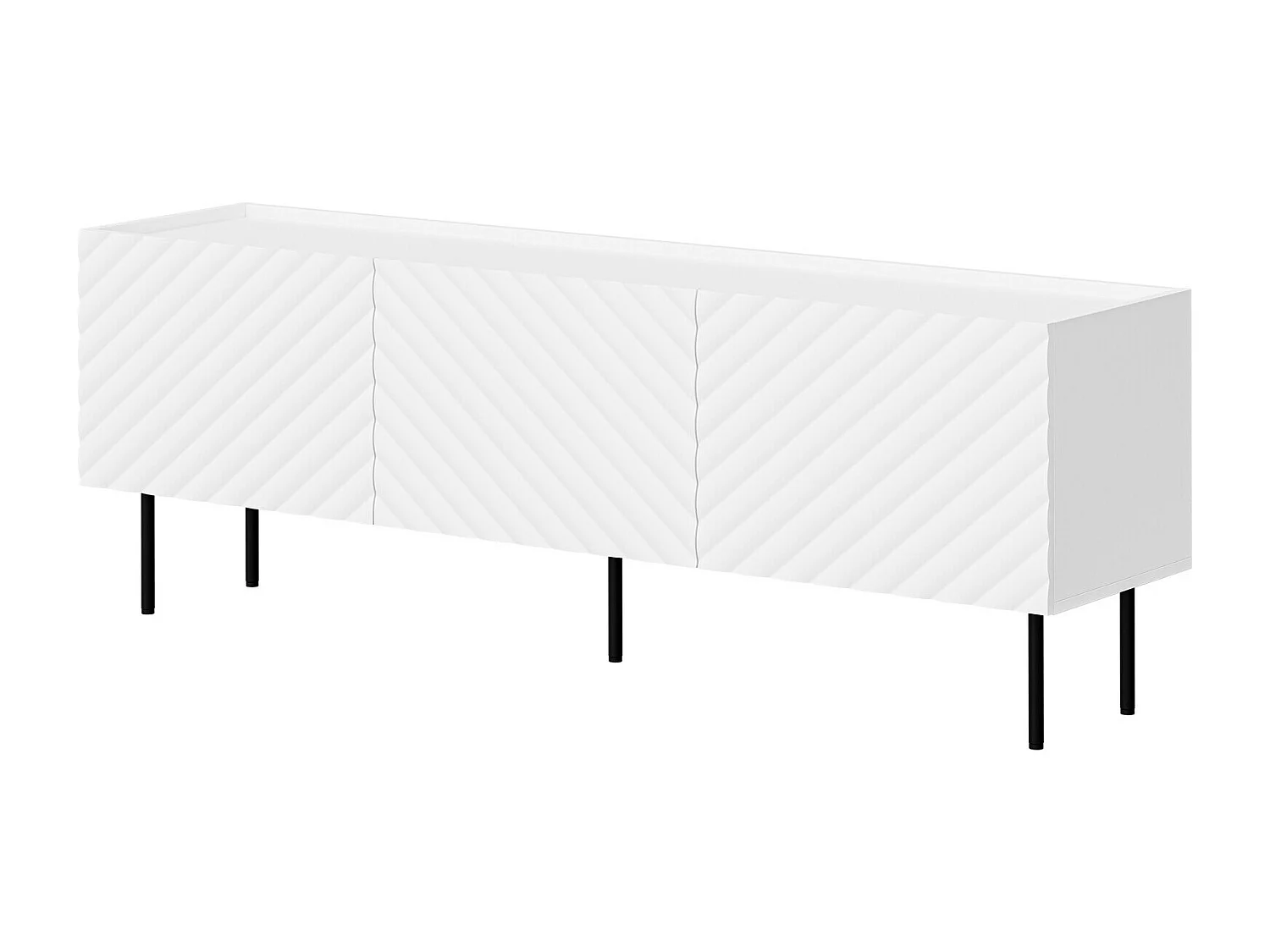 Meuble TV Mortali 103, Noir|Blanc, 166x59x40cm
