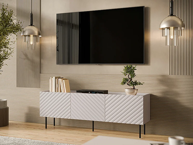 Mobile porta TV Mortali 103, Nero|Cachemire, 166x59x40cm