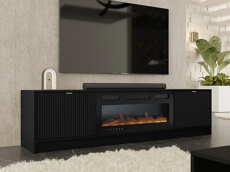 Meuble TV Comfivo Larmire 109, Noir, 182x48x40cm