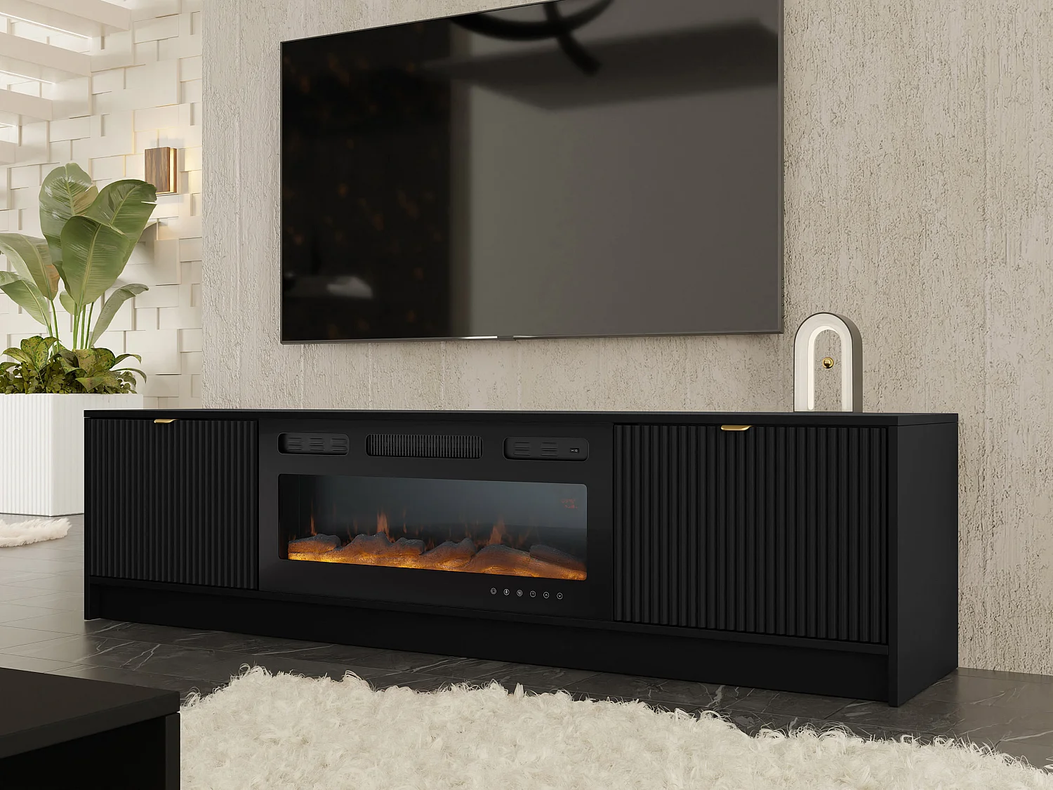 Meuble TV Comfivo Larmire 109, Noir, 182x48x40cm