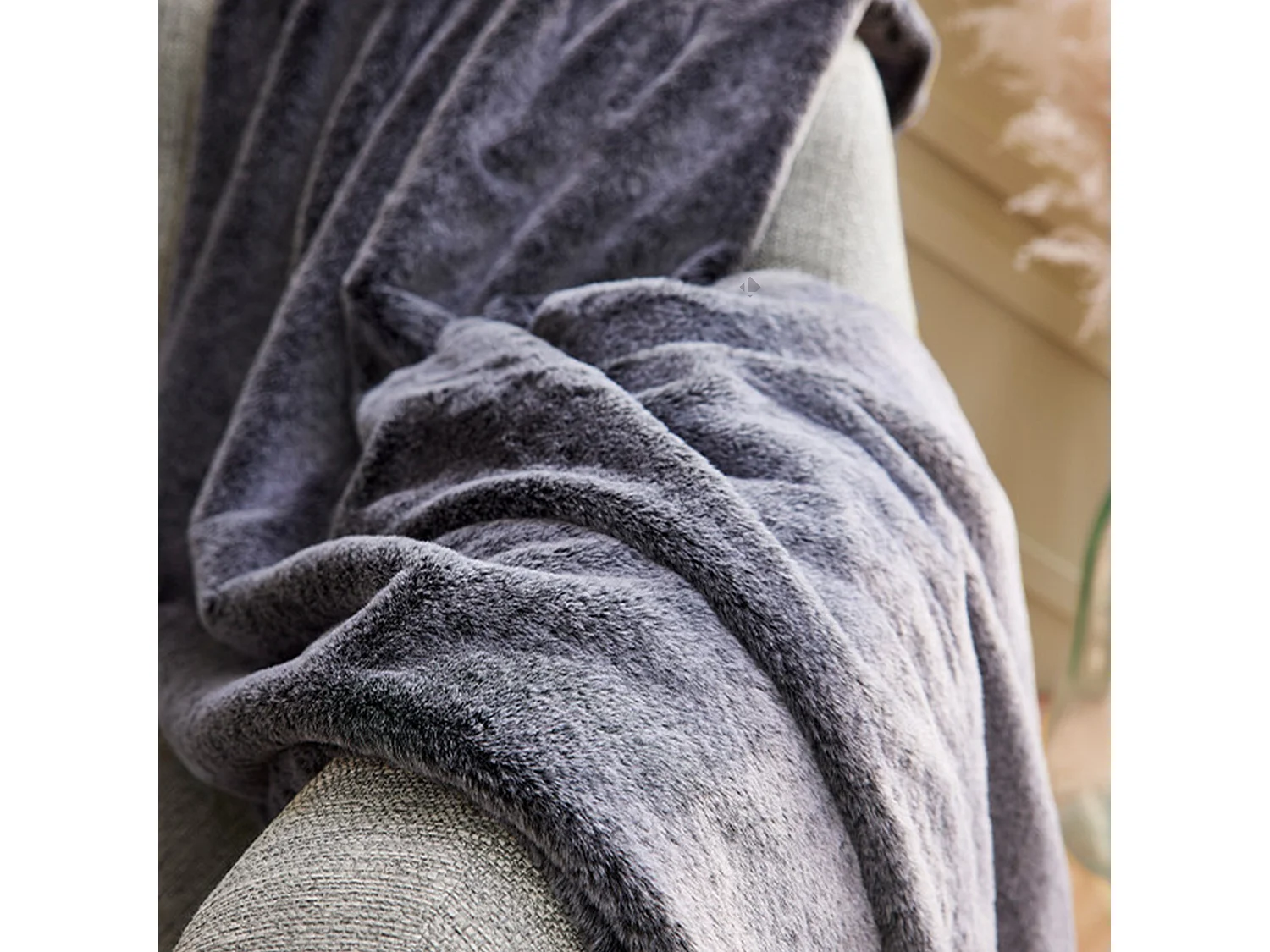 Plaid imitation fourrure 100% polyester 130x170 cm LOU gris