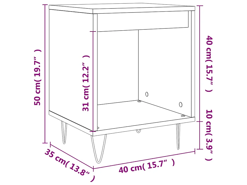 Tables de chevet 2 pcs chêne marron 40x35x50 cm bois ingénierie