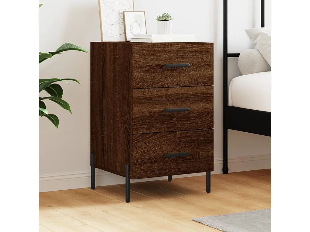 Comodino Rovere Marrone 40x40x66 cm in Legno Multistrato