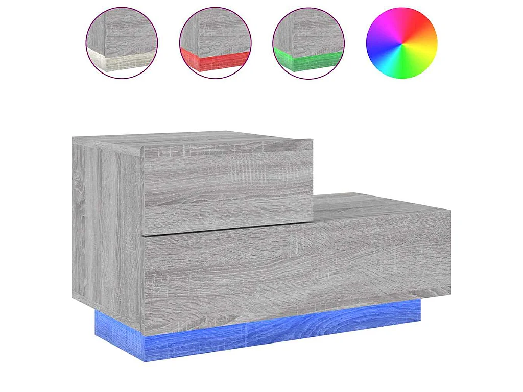 Nachtkastje met LED-verlichting 70x36x40,5 cm grijs sonoma
