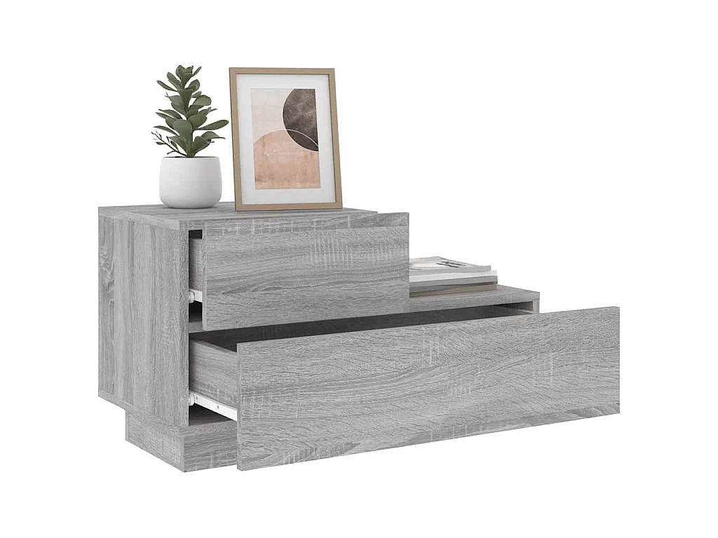 Nachtkastje met LED-verlichting 70x36x40,5 cm grijs sonoma