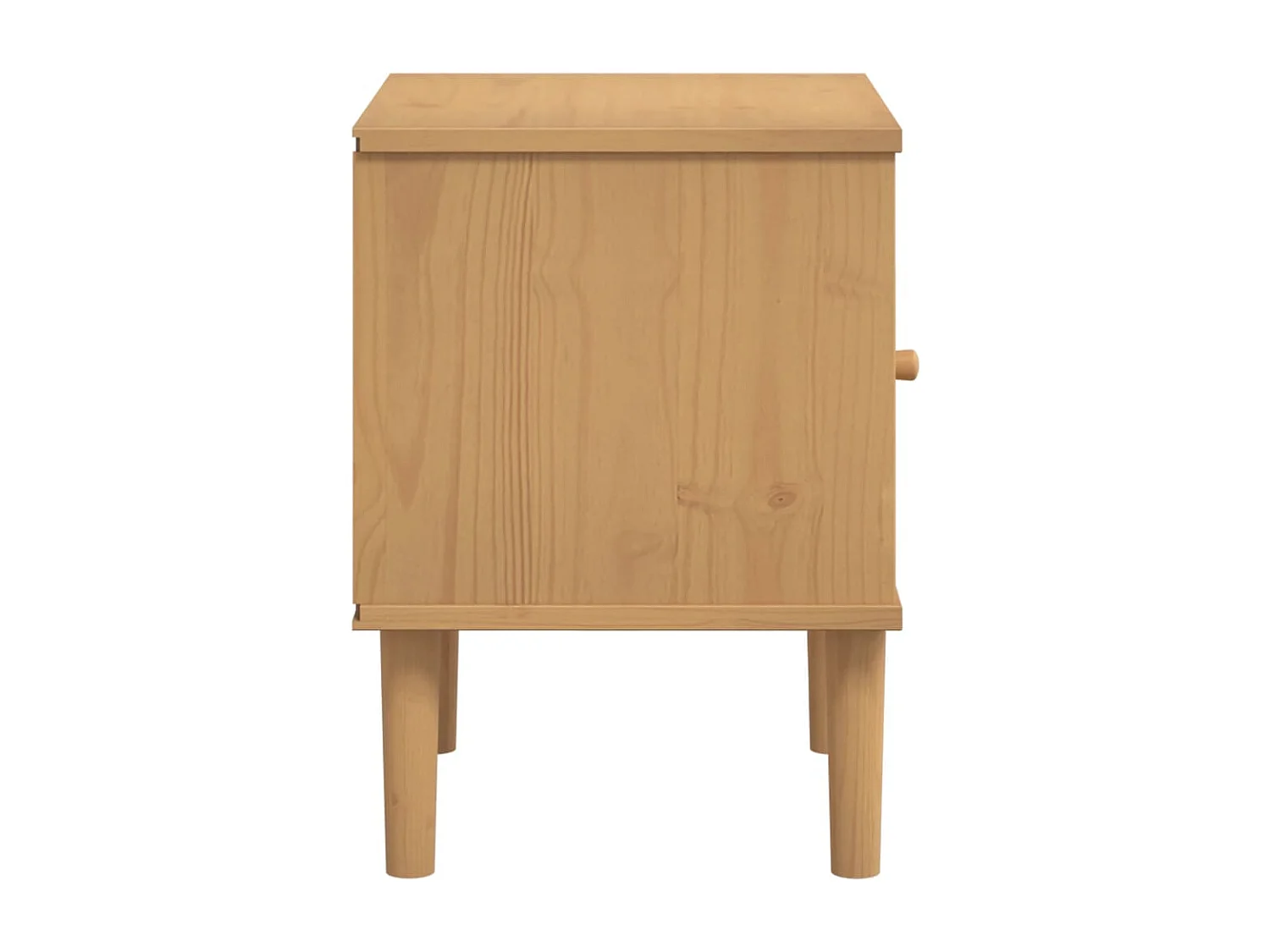Comodino SENJA Marrone Aspetto Rattan 40x35x48 cm in Legno Pino