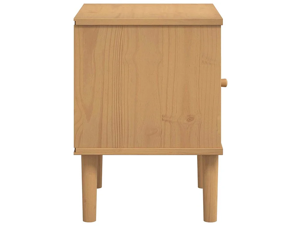 Table de chevet SENJA aspect de rotin marron bois de pin massif
