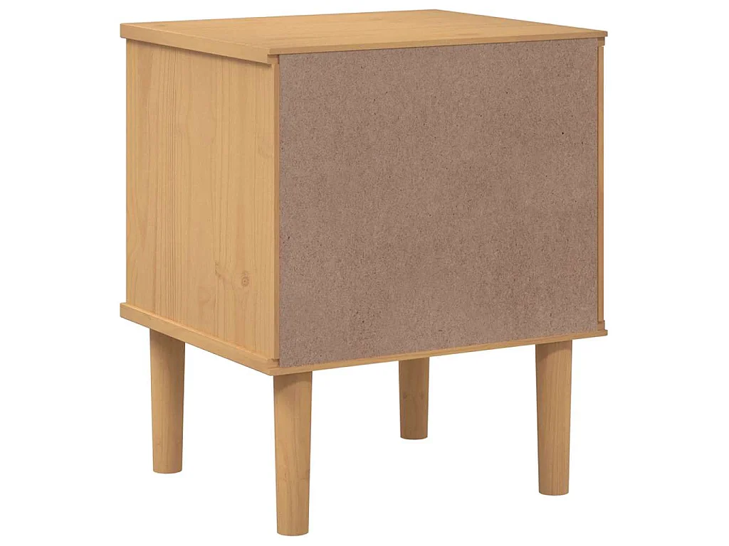 Table de chevet SENJA aspect de rotin marron bois de pin massif
