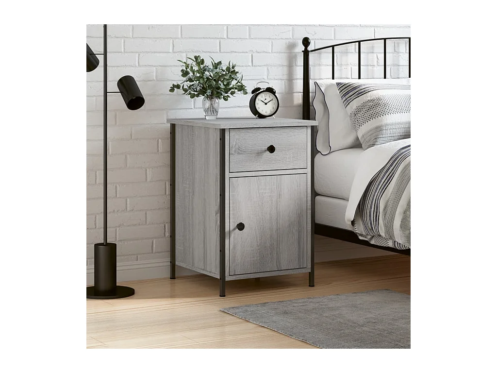 Comodino Grigio Sonoma 40x42x60 cm in Legno Multistrato