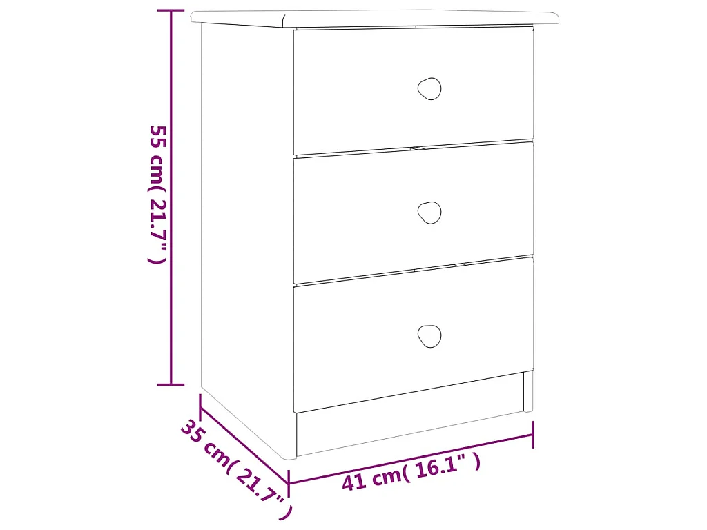 Table de chevet ALTA blanc 41x35x55,5 cm bois de pin massif