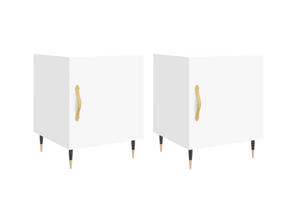 Tables de chevet 2 pcs blanc 40x40x50 cm bois d’ingénierie