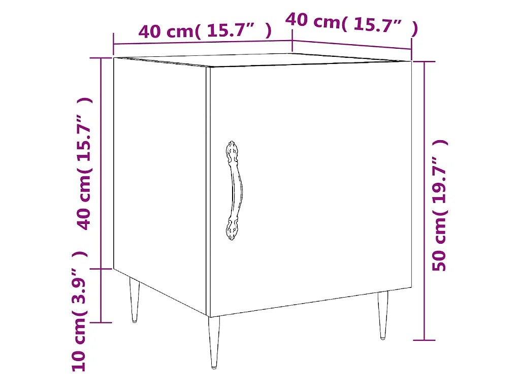 Mesitas de noche 2 uds madera de ingeniería blanco 40x40x50 cm