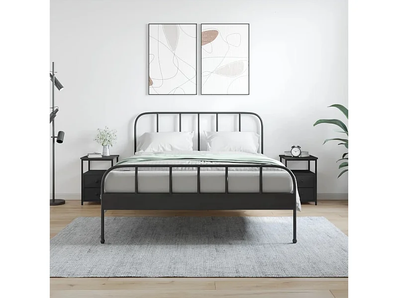 Comodini 2 pz Neri 34x35,5x50 cm in Legno Multistrato