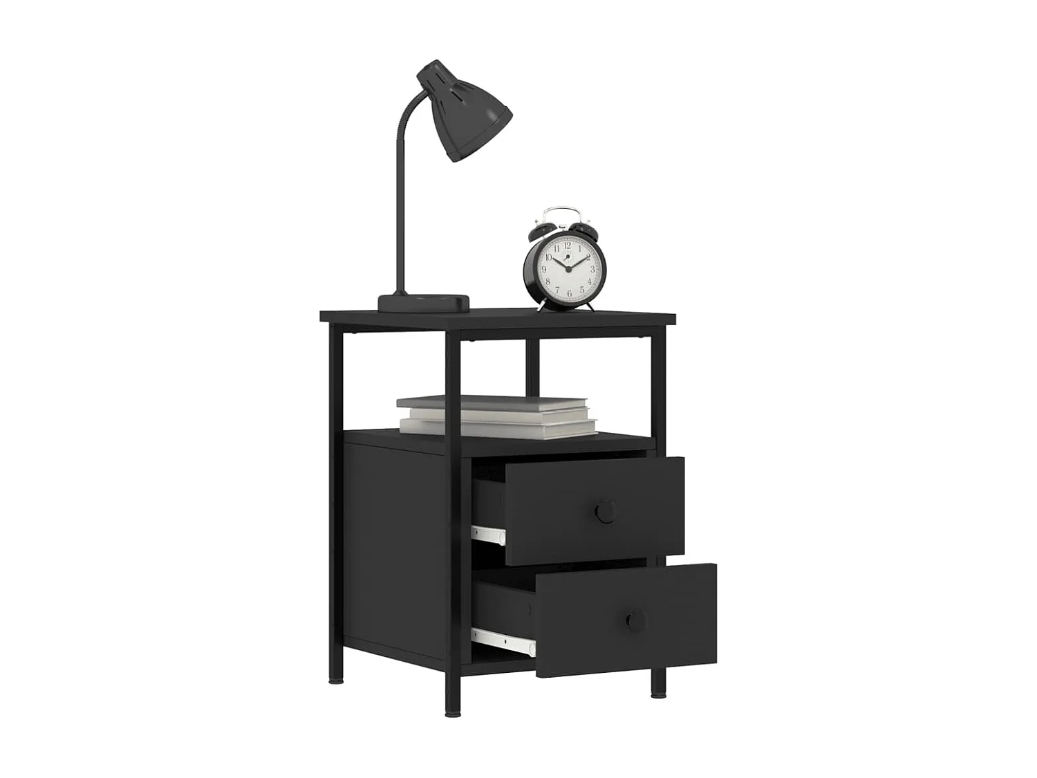 Nachtkastjes 2 st 34x35,5x50 cm bewerkt hout zwart