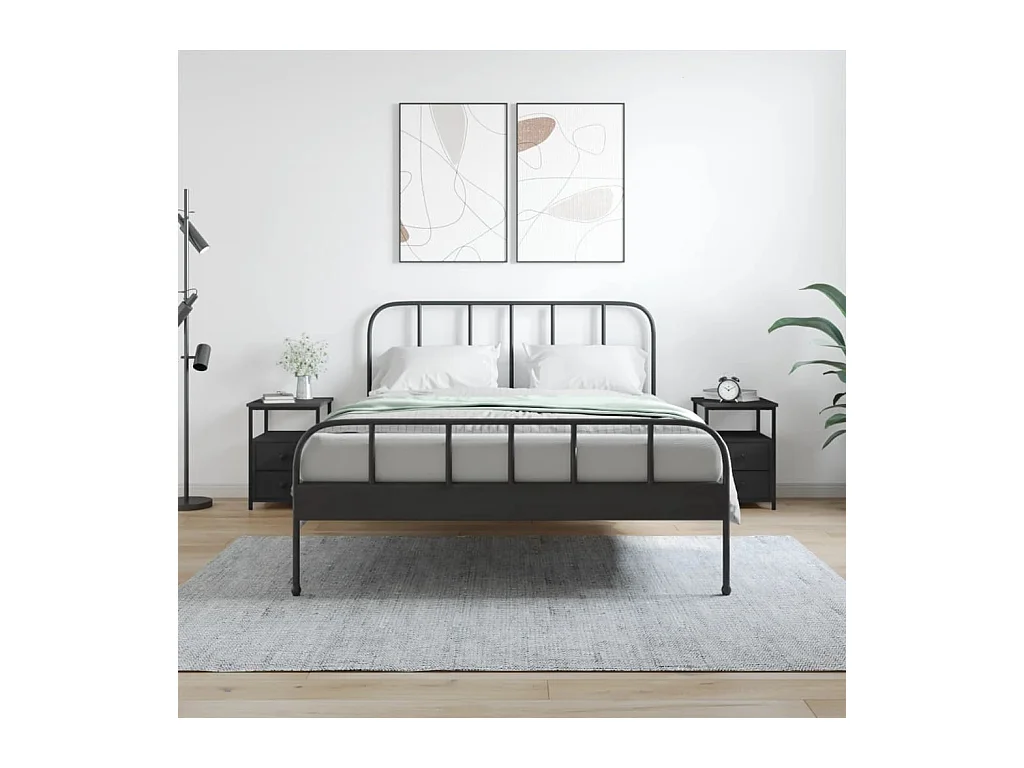 Comodini 2 pz Neri 34x35,5x50 cm in Legno Multistrato