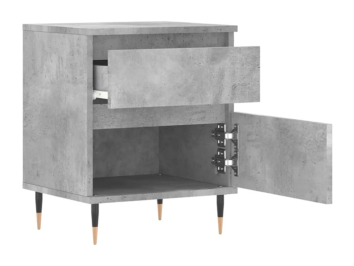 Comodino Grigio Cemento 40x35x50 cm in Legno Multistrato