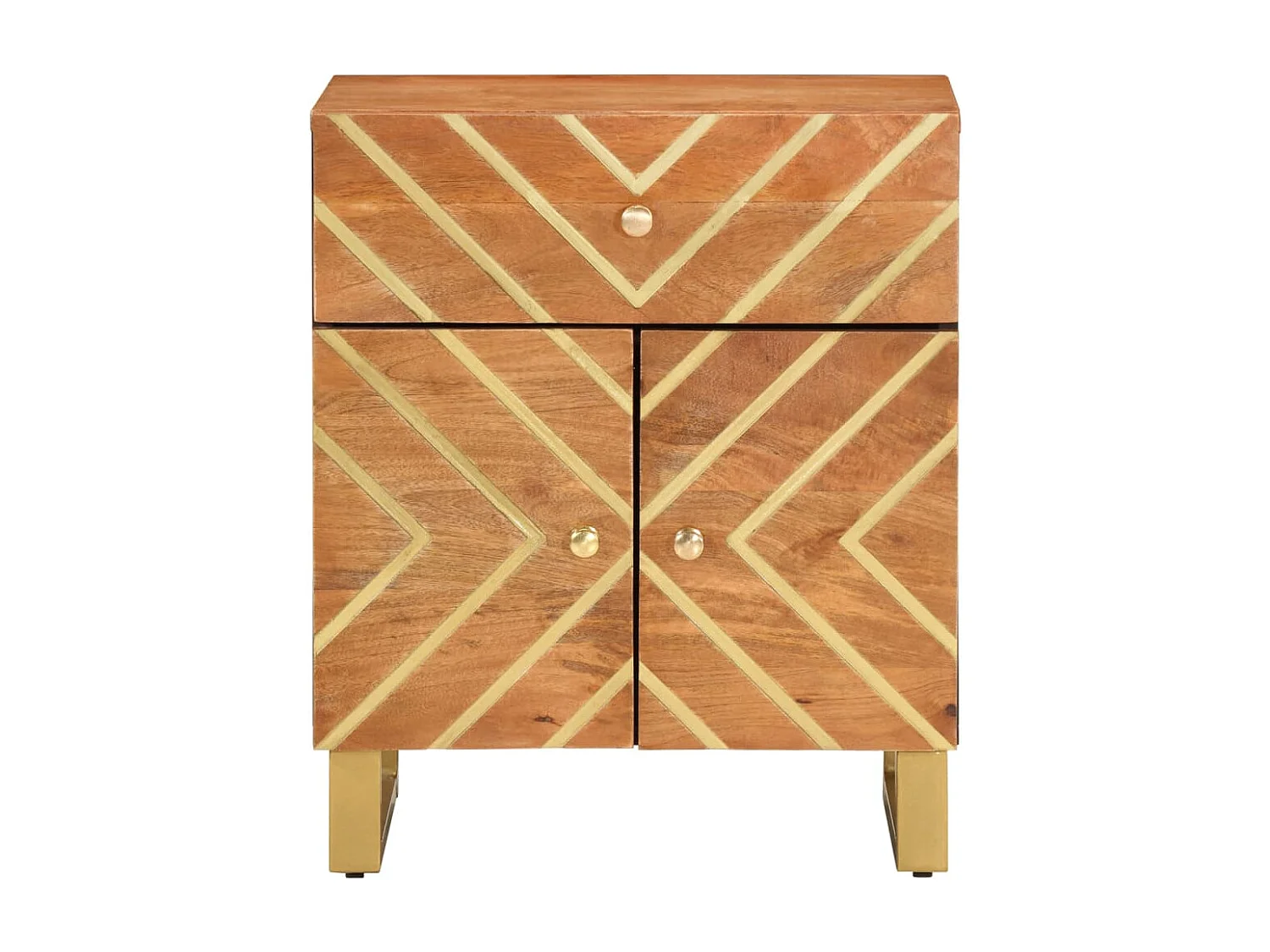 Table de chevet marron et noir 50x33x60 cm bois manguier solide