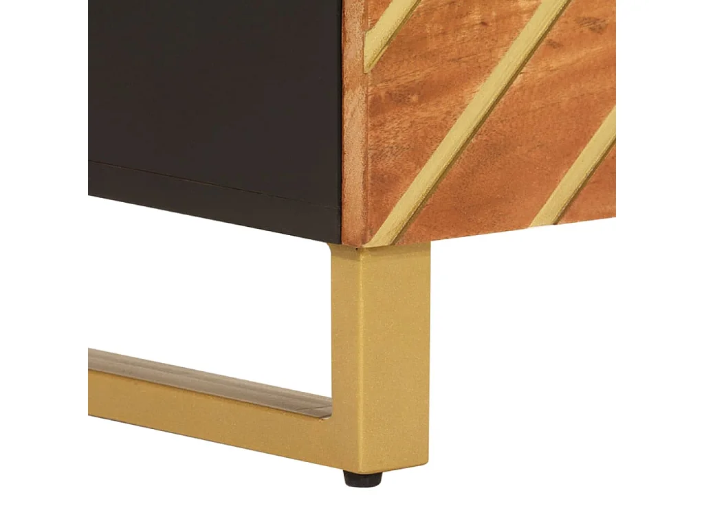 Table de chevet marron et noir 50x33x60 cm bois manguier solide