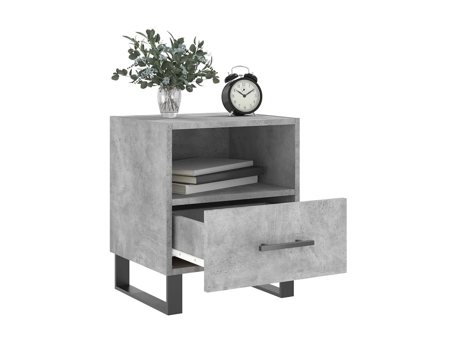 Comodino Grigio Cemento 40x35x47,5 cm in Legno Multistrato