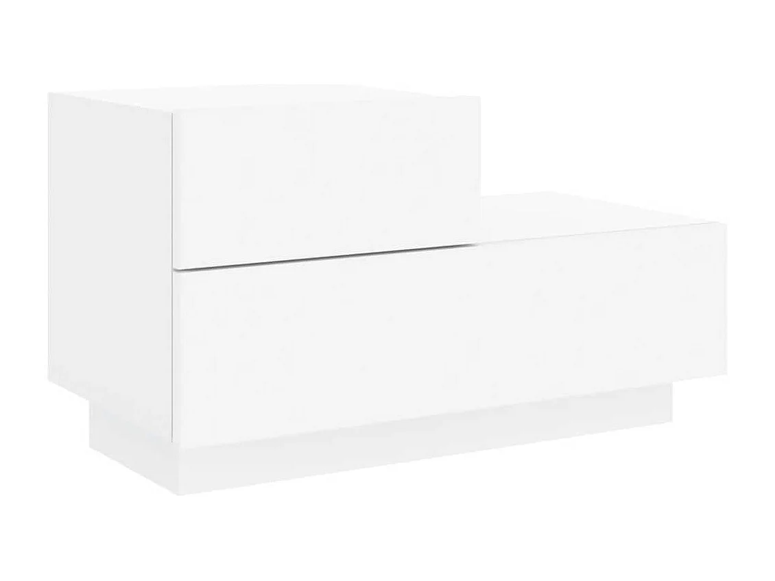 Mesa de cabeceira com luzes LED 70x36x40,5 cm branco