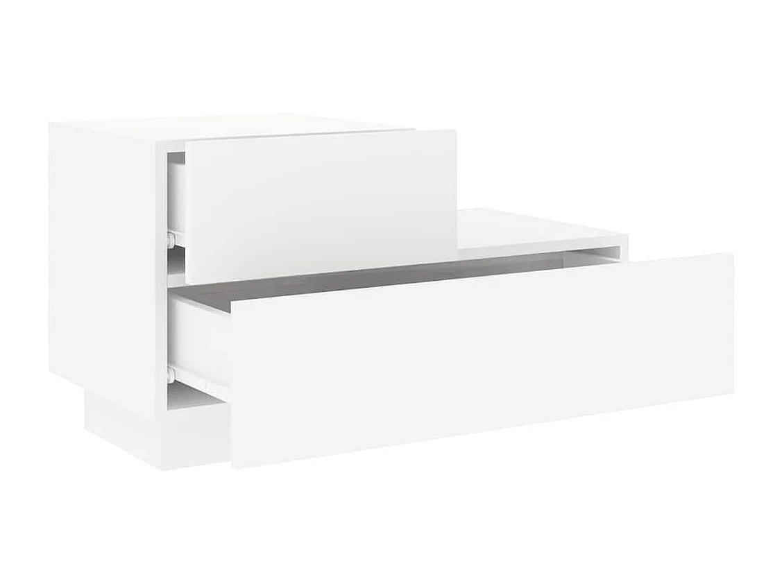 Mesa de cabeceira com luzes LED 70x36x40,5 cm branco
