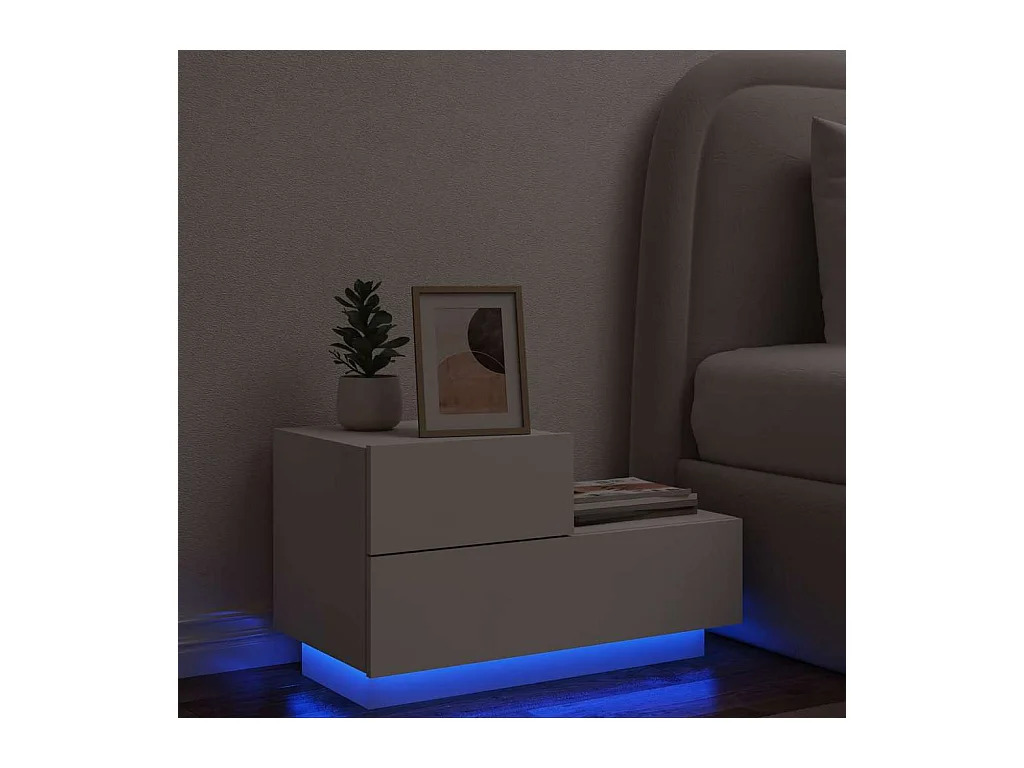 Nachtkastje met LED-verlichting 70x36x40,5 cm wit