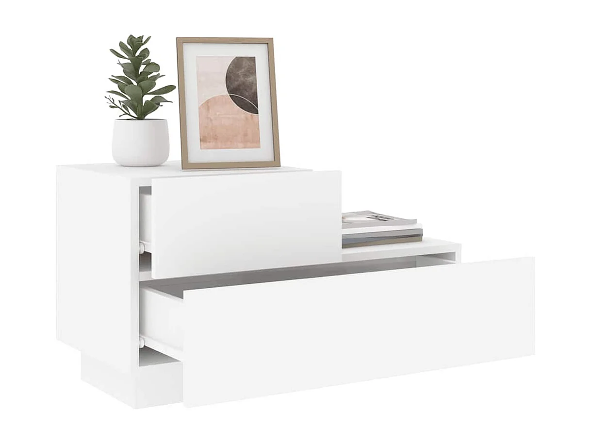 Table de chevet avec lumières LED blanc 70x36x40,5 cm