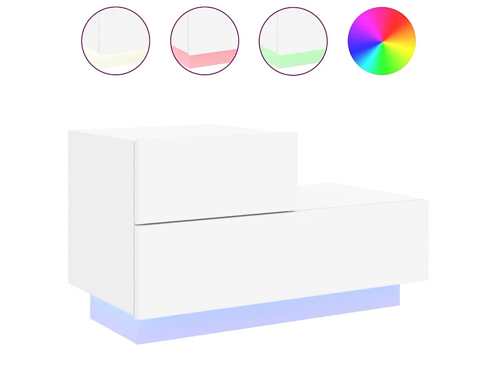 Nachtkastje met LED-verlichting 70x36x40,5 cm wit