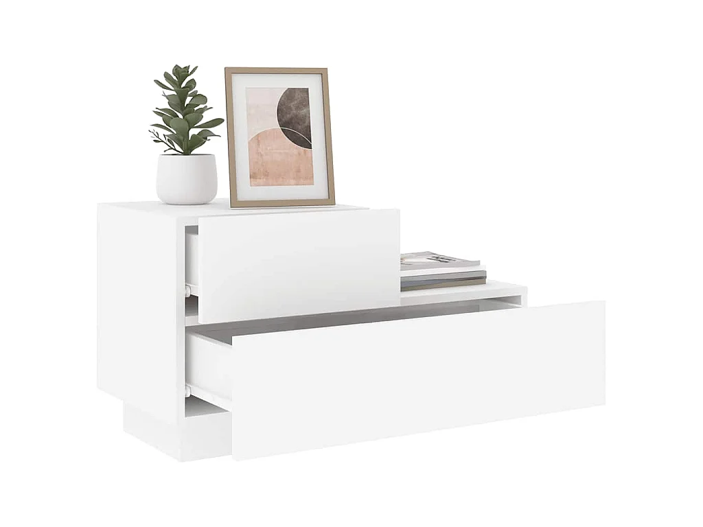 Nachtkastje met LED-verlichting 70x36x40,5 cm wit