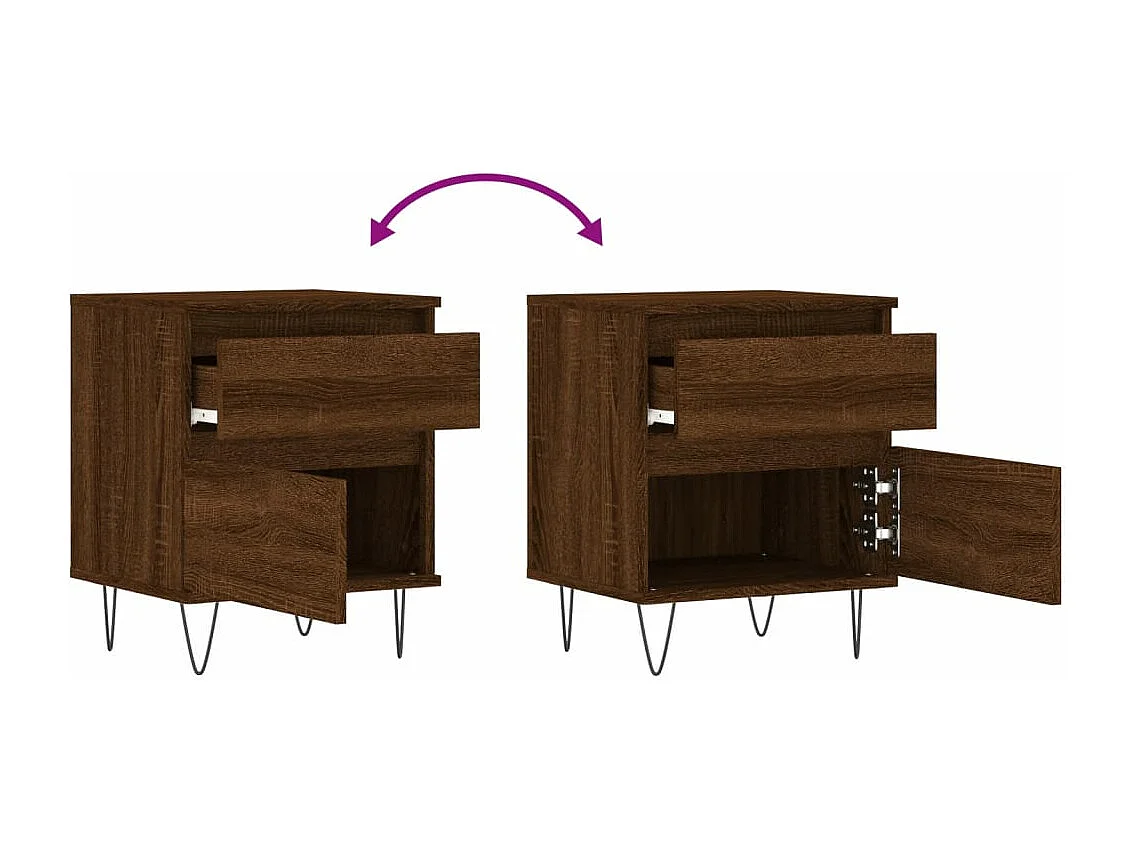 Tables de chevet 2 pcs chêne marron 40x35x50 cm bois ingénierie