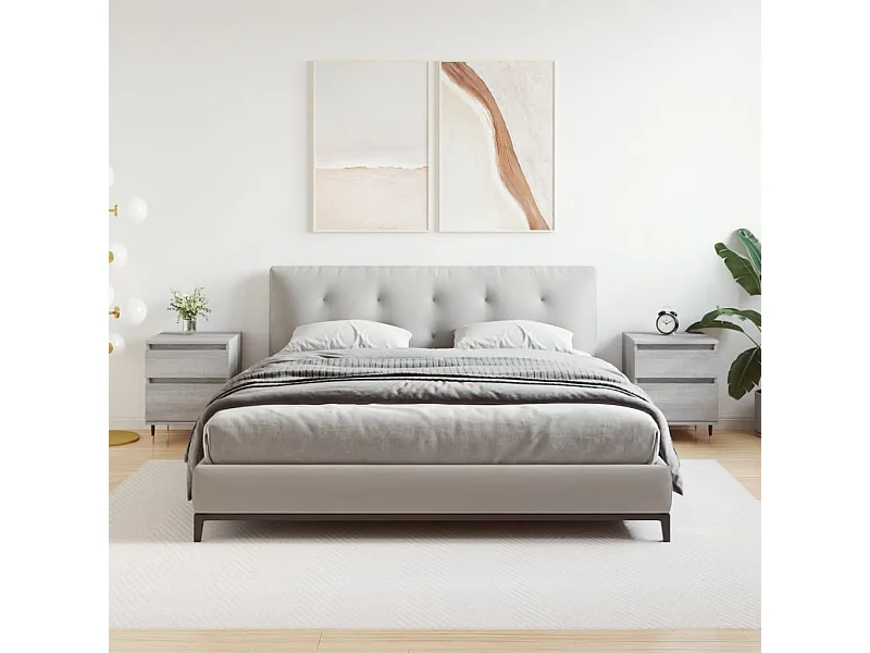 Comodini 2pz Grigio Sonoma 40x35x50 cm in Legno Multistrato