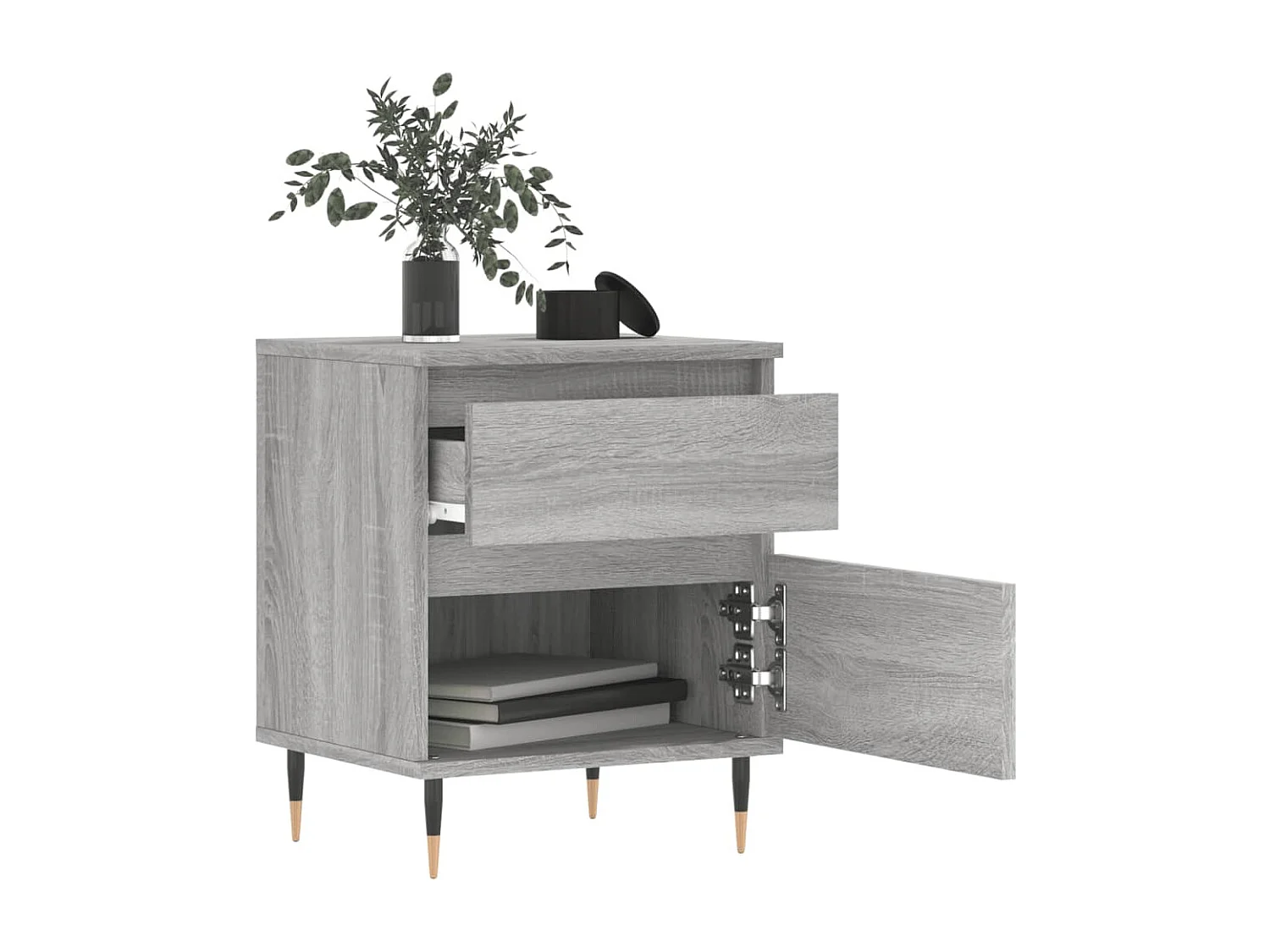 Nachttische 2 Stk. Grau Sonoma 40x35x50 cm Holzwerkstoff