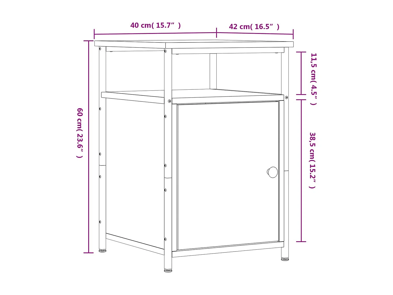 Tables de chevet 2pcs Chêne marron 40x42x60cm Bois d'ingénierie