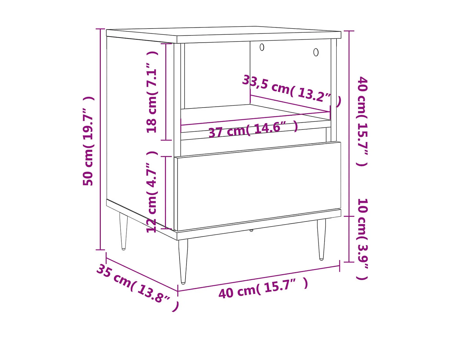 Tables de chevet 2 pcs chêne sonoma 40x35x50 cm bois ingénierie