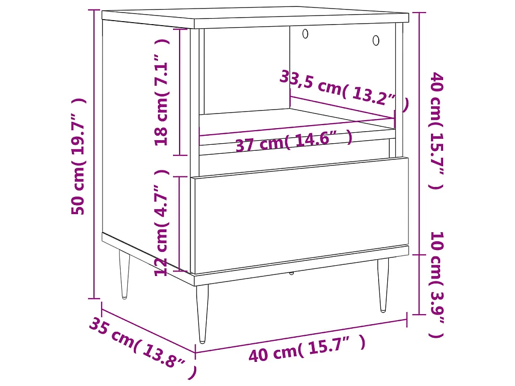 Tables de chevet 2 pcs chêne sonoma 40x35x50 cm bois ingénierie