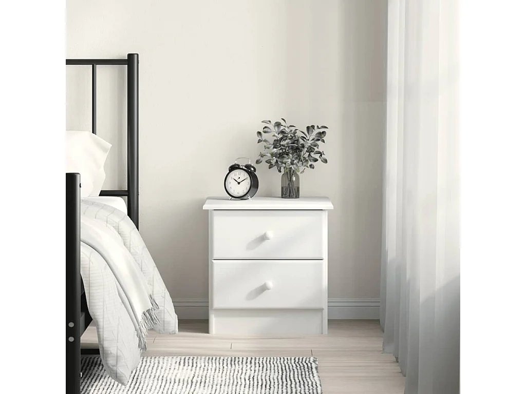 Table de chevet ALTA blanc 41x35x41 cm bois de pin massif