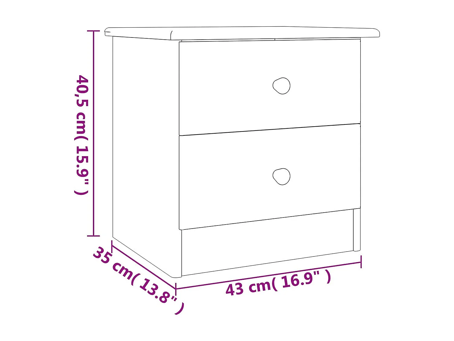 Table de chevet ALTA blanc 41x35x41 cm bois de pin massif