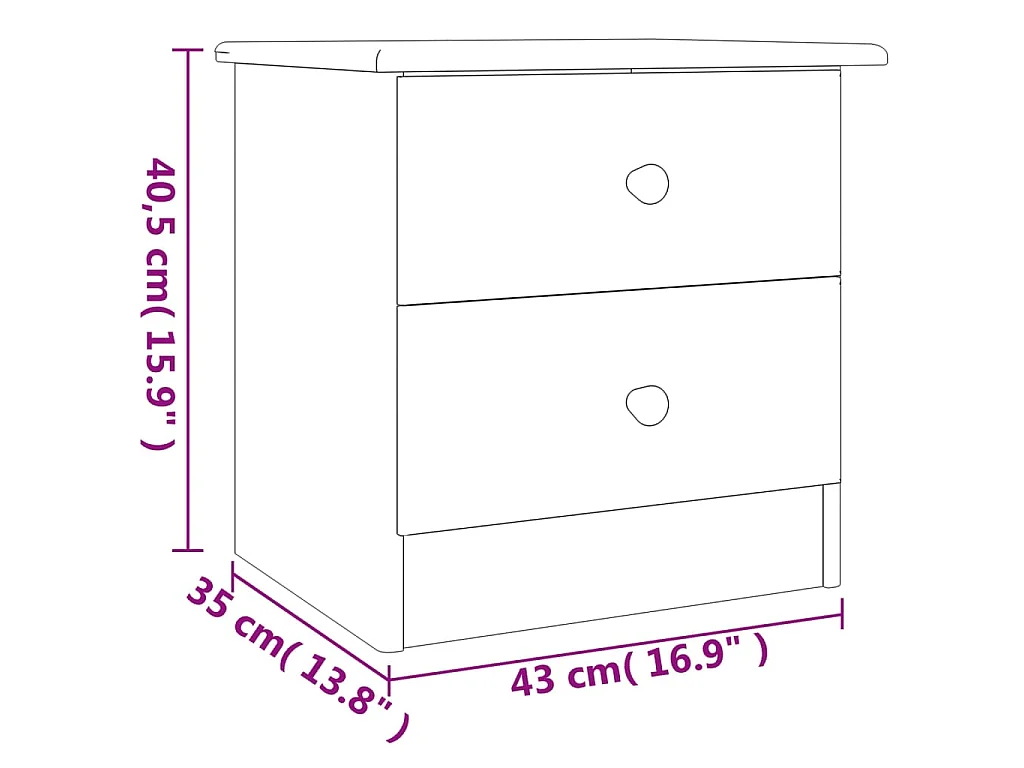 Table de chevet ALTA blanc 41x35x41 cm bois de pin massif