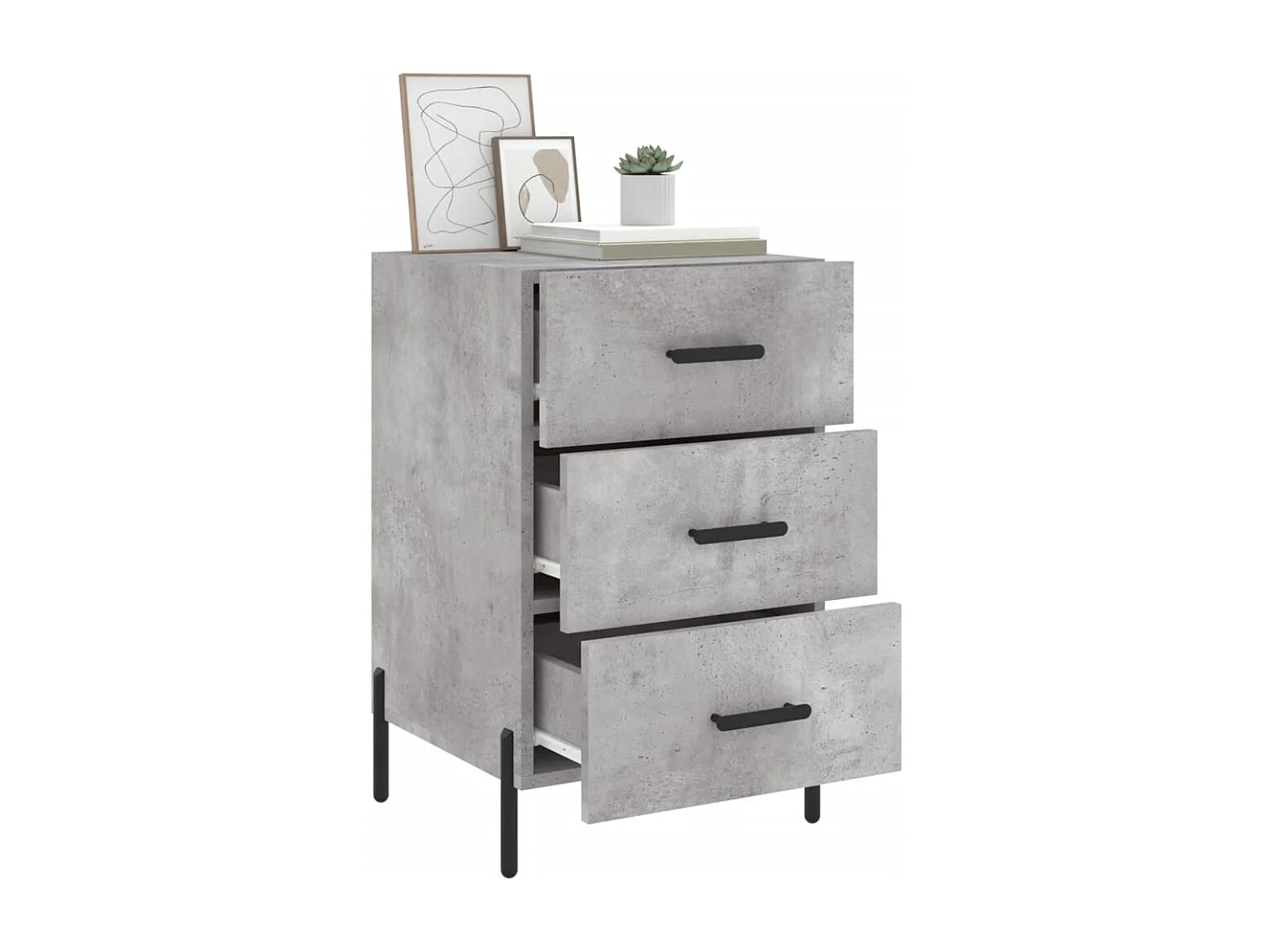 Table de chevet gris béton 40x40x66 cm bois d'ingénierie