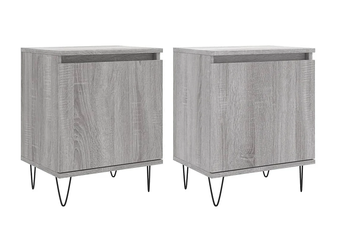 Comodini Grigio Sonoma 2 pz 40x30x50 cm in Legno Multistrato