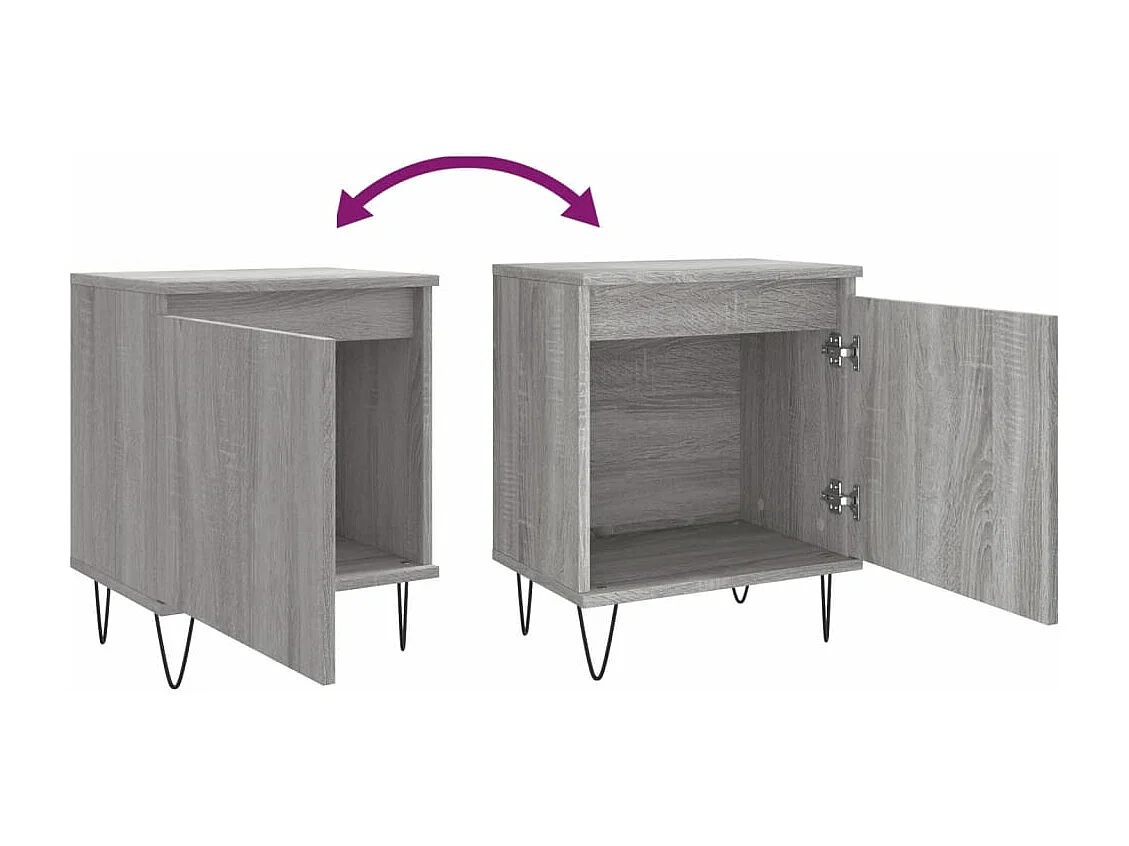 Comodini Grigio Sonoma 2 pz 40x30x50 cm in Legno Multistrato