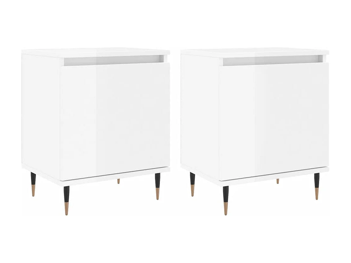 Tables de chevet 2pcs blanc brillant 40x30x50cm bois ingénierie