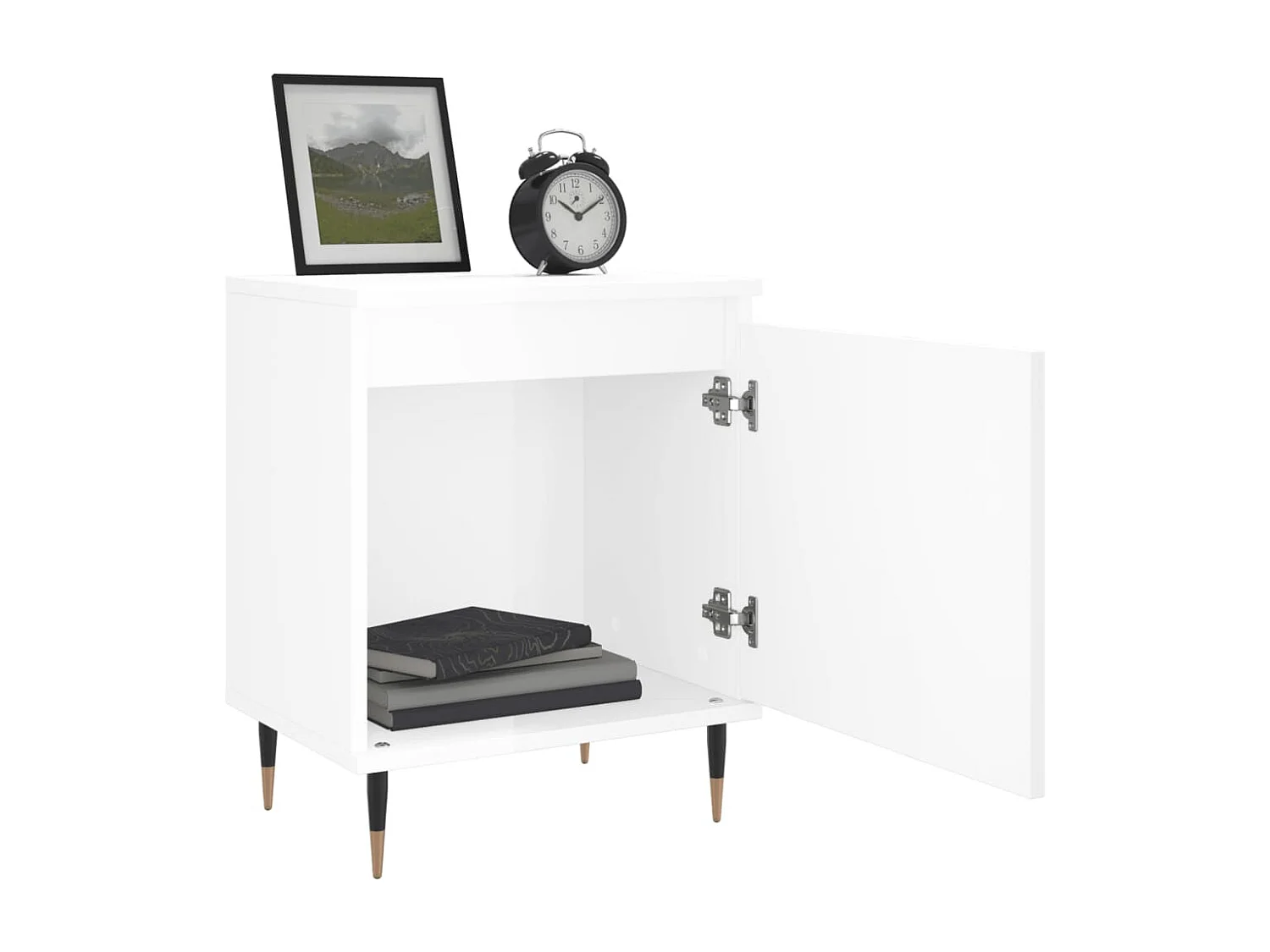 Tables de chevet 2pcs blanc brillant 40x30x50cm bois ingénierie