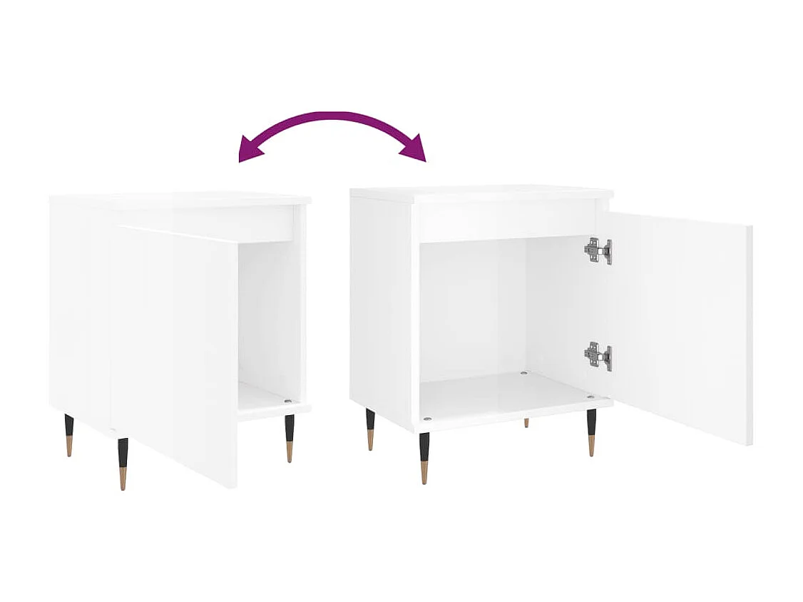 Tables de chevet 2pcs blanc brillant 40x30x50cm bois ingénierie