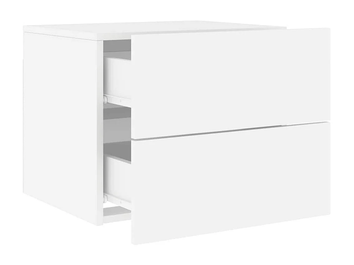 Tables de chevet murales avec lumières LED 2 pcs blanc