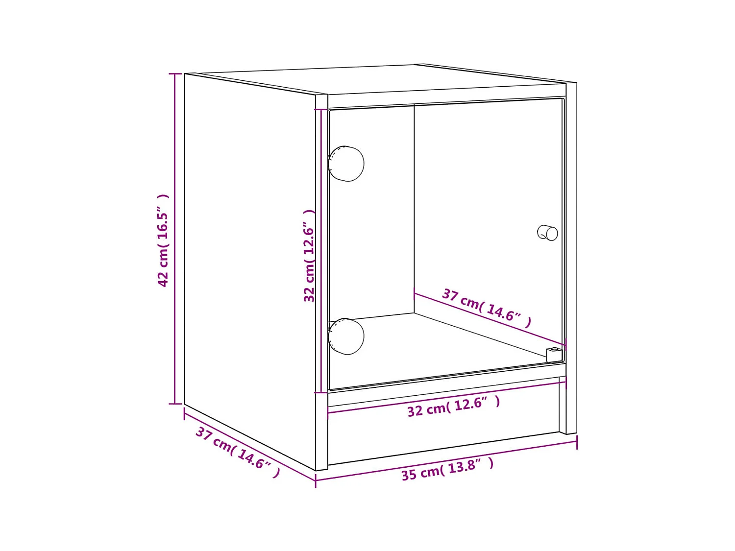 Nachttische mit Glastüren 2 Stk. Weiß 35x37x42 cm